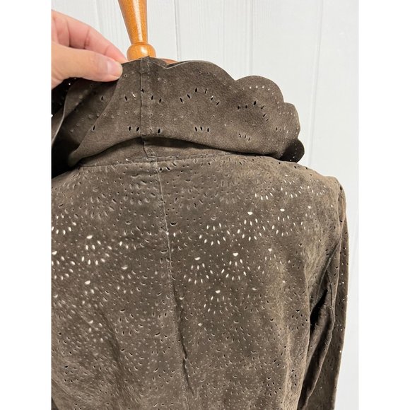 Cold Creek women's 100% leather jacket button front brown size L - Picture 9 of 13